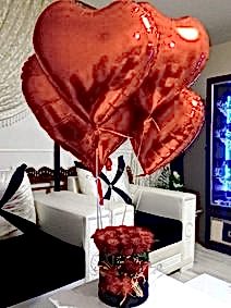 20 Güllü Kutu 4 Adet Uçan Balon