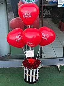 4 Kalp Balon 20  Kutu Gül